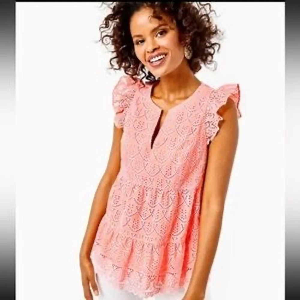 Lilly Pulitzer Keila Eyelet Top Size 6 Hyacinth Embroidered - Picture 13 of 13